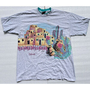 Vtg 90s Native American Nature Wraparound Habitat T Shirt Large Colorado READ